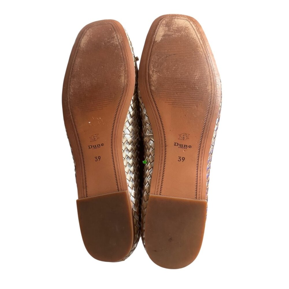 Dune London Metallic Woven Leather Ballet Flats 39 8.5 Gold Coquette Preppy Bow - Picture 8 of 10